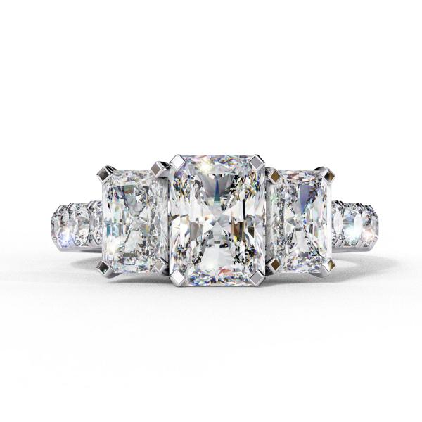 1.32 Carat Radiant & Round Cut Diamond Engagement Ring detail 6