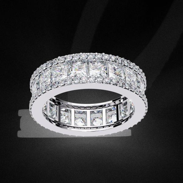 3.54 Carrat Princess Cut Channel Set Eternity Band Ring detail 3
