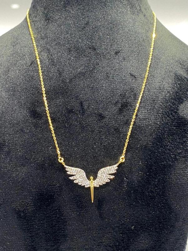 Sleek Minimal Angel Diamond Pendant detail 1