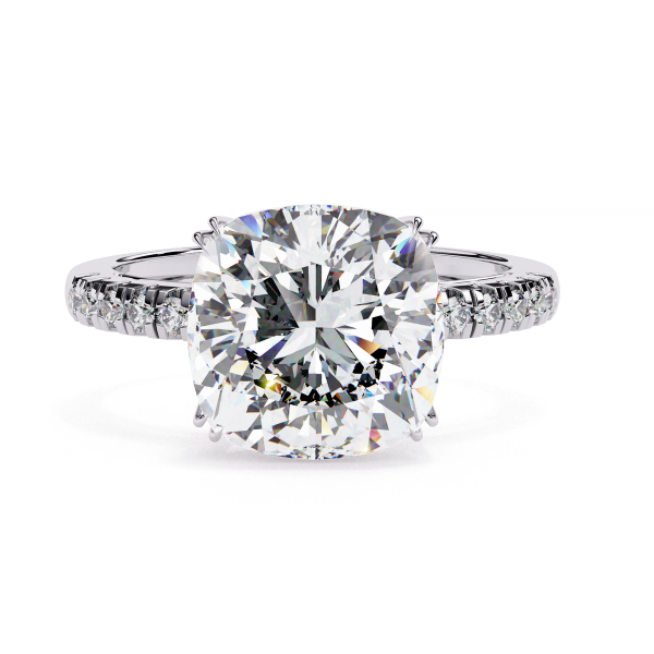 5.23 Carat Cushion Diamond & Round Cut Diamond Engagement Ring detail 4