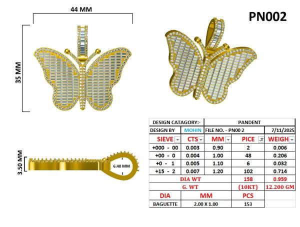 Invisible Bugguette Setting Butterfly Pendant detail 3