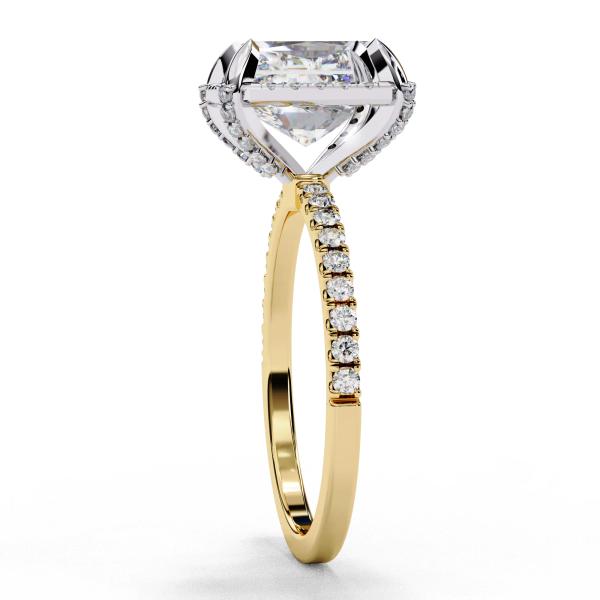 3 Carat Radiant & Round Cut Diamond Engagement Ring detail 2