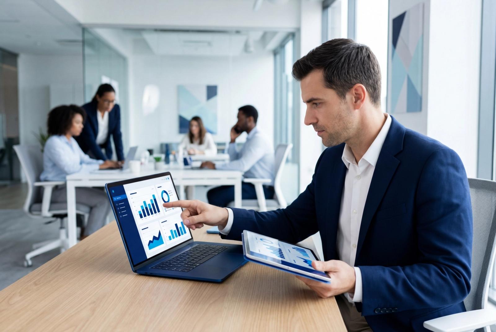 Gestor acompanhando indicadores e SLA de uma operação de atendimento