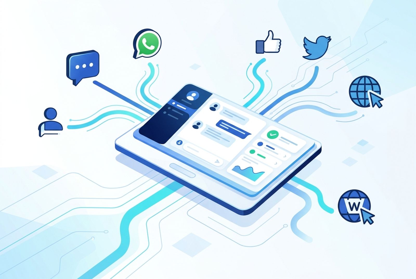 Representação visual de canais centralizados em uma operação omnichannel