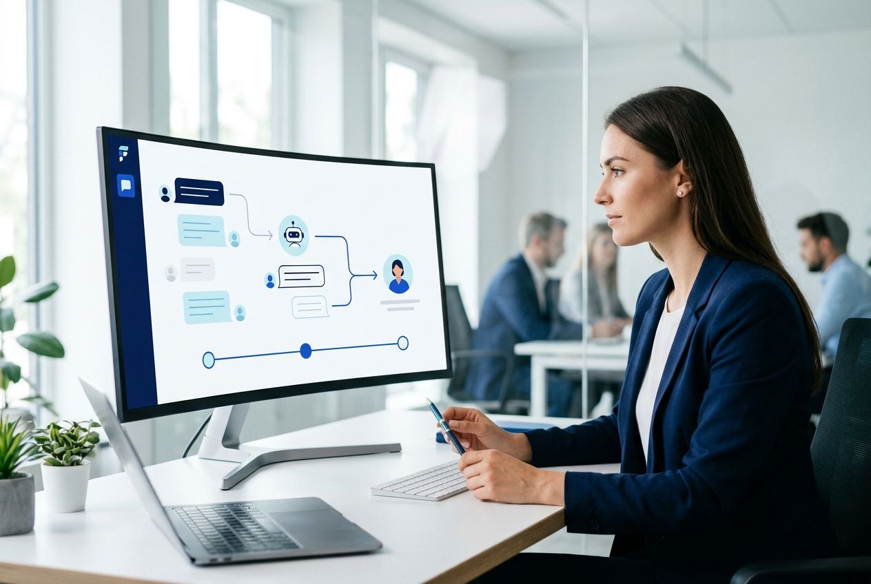 Gestão de atendimento híbrido com contexto unificado e roteamento inteligente.
