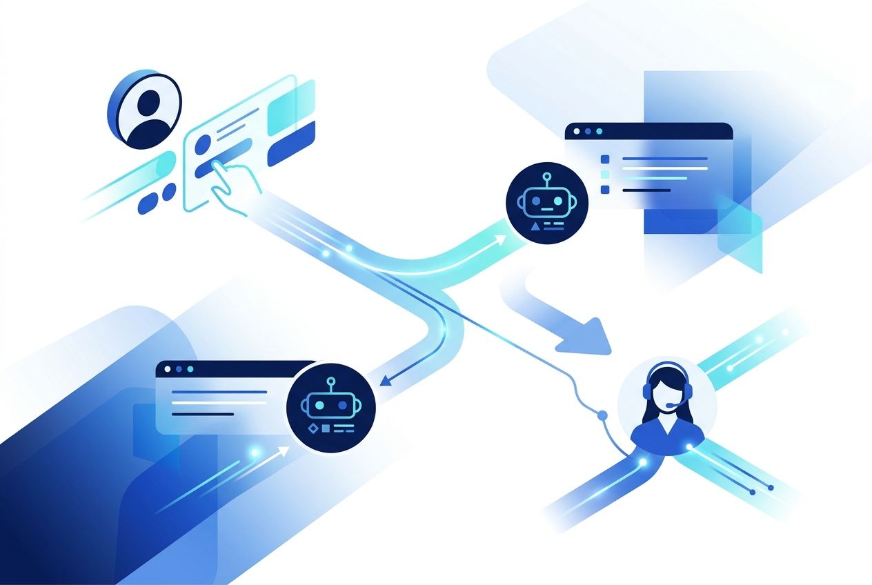 Fluxo híbrido entre cliente, automação e atendente humano