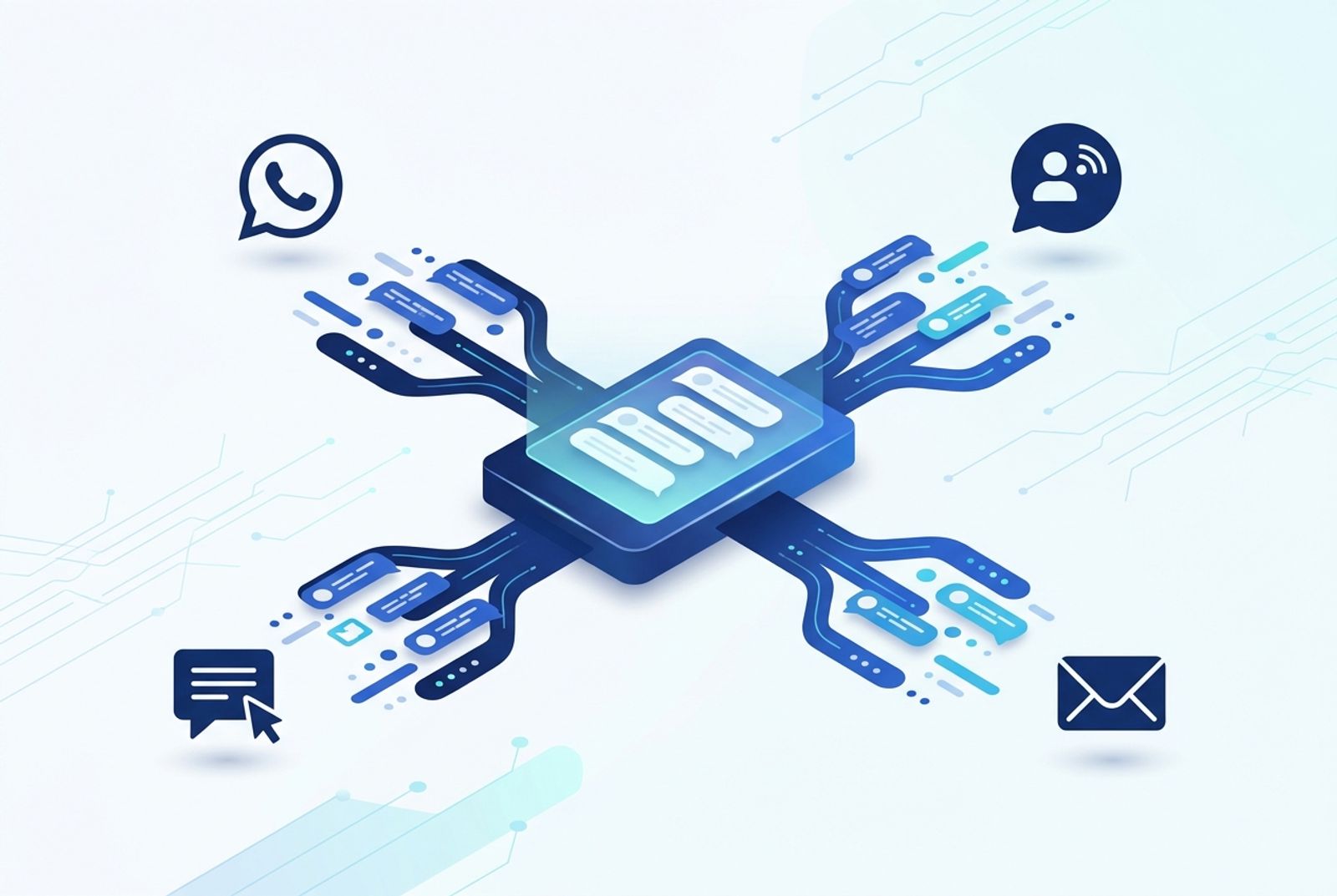 Canais de atendimento desconectados convergindo para uma operação unificada