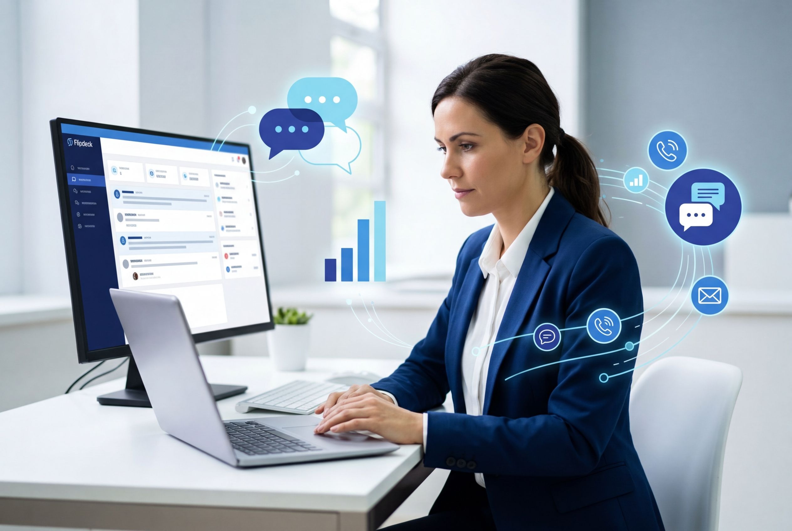 Gestora analisando operação de atendimento multicanal com visão estratégica