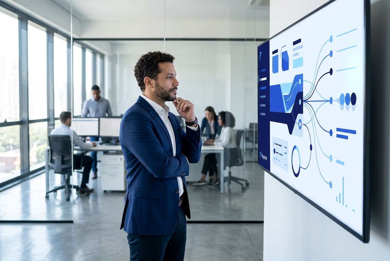 Gestor acompanhando indicadores e desempenho do atendimento em tempo real