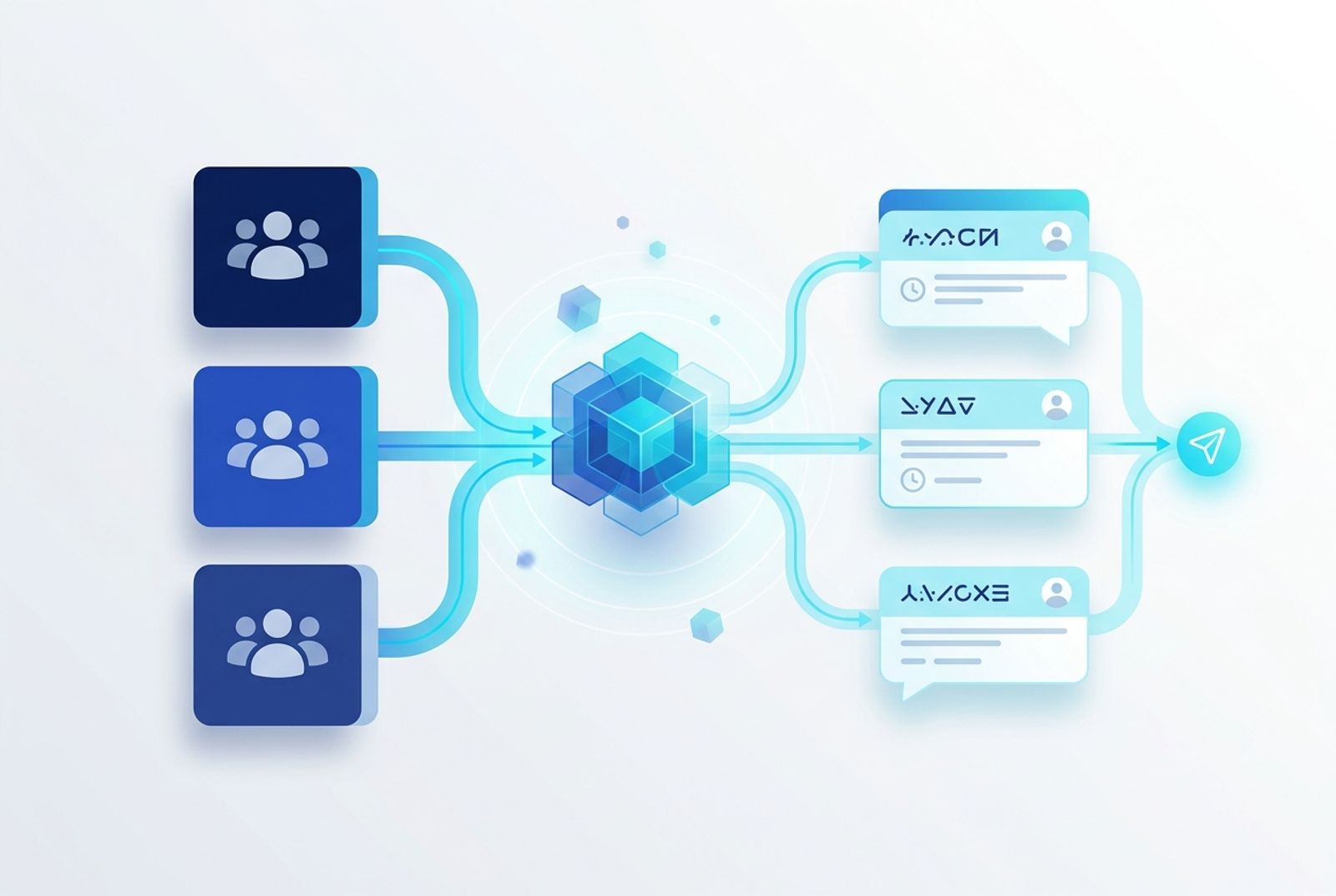 Representação visual de segmentação e automação de campanhas no WhatsApp