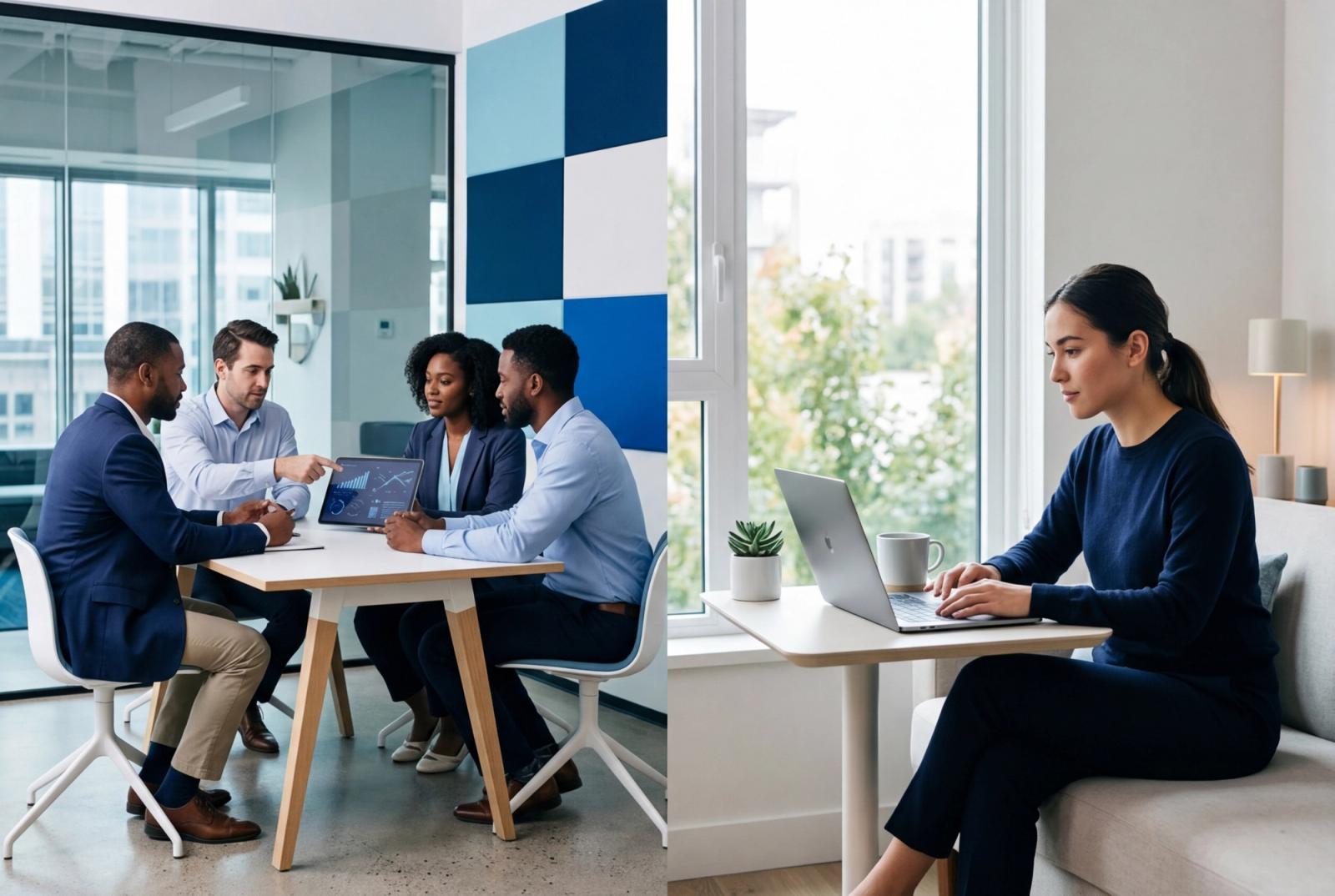 Comparação visual entre jornada de atendimento empresarial e atendimento ao consumidor