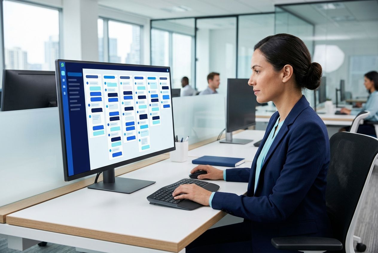 Profissional gerenciando atendimentos via WhatsApp com organização e controle.