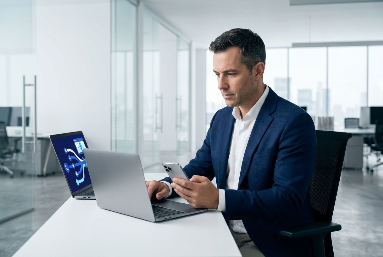 Gestor acompanhando operação de atendimento integrada com foco em conversão