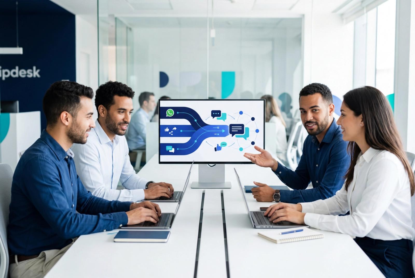 Equipe operando atendimento omnichannel de forma centralizada