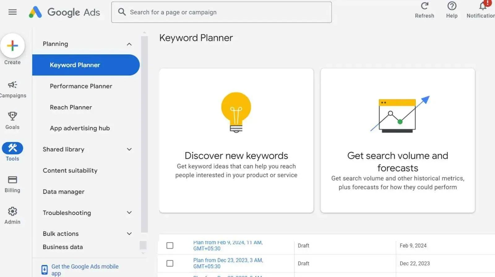 keyword planner keyword planner