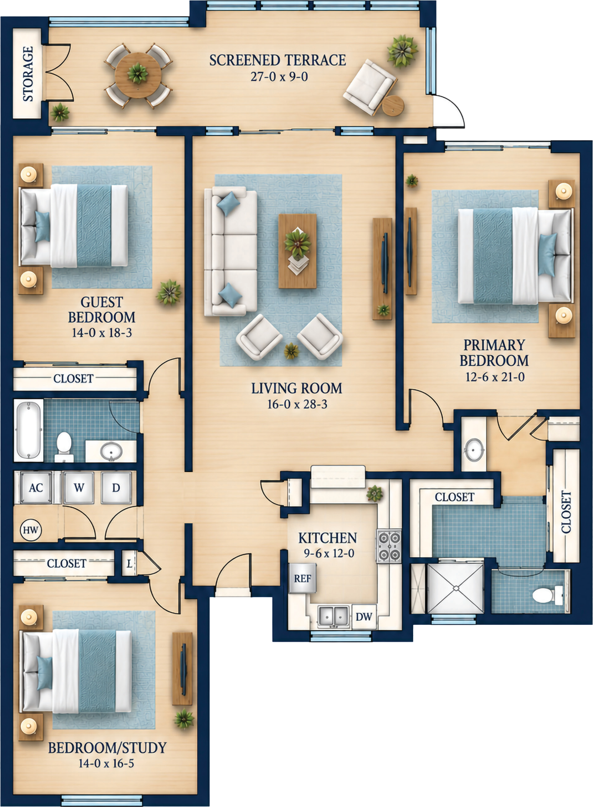 The Oak floor plan: 3 Bedroom, 2 Bath, 2227 sq ft total