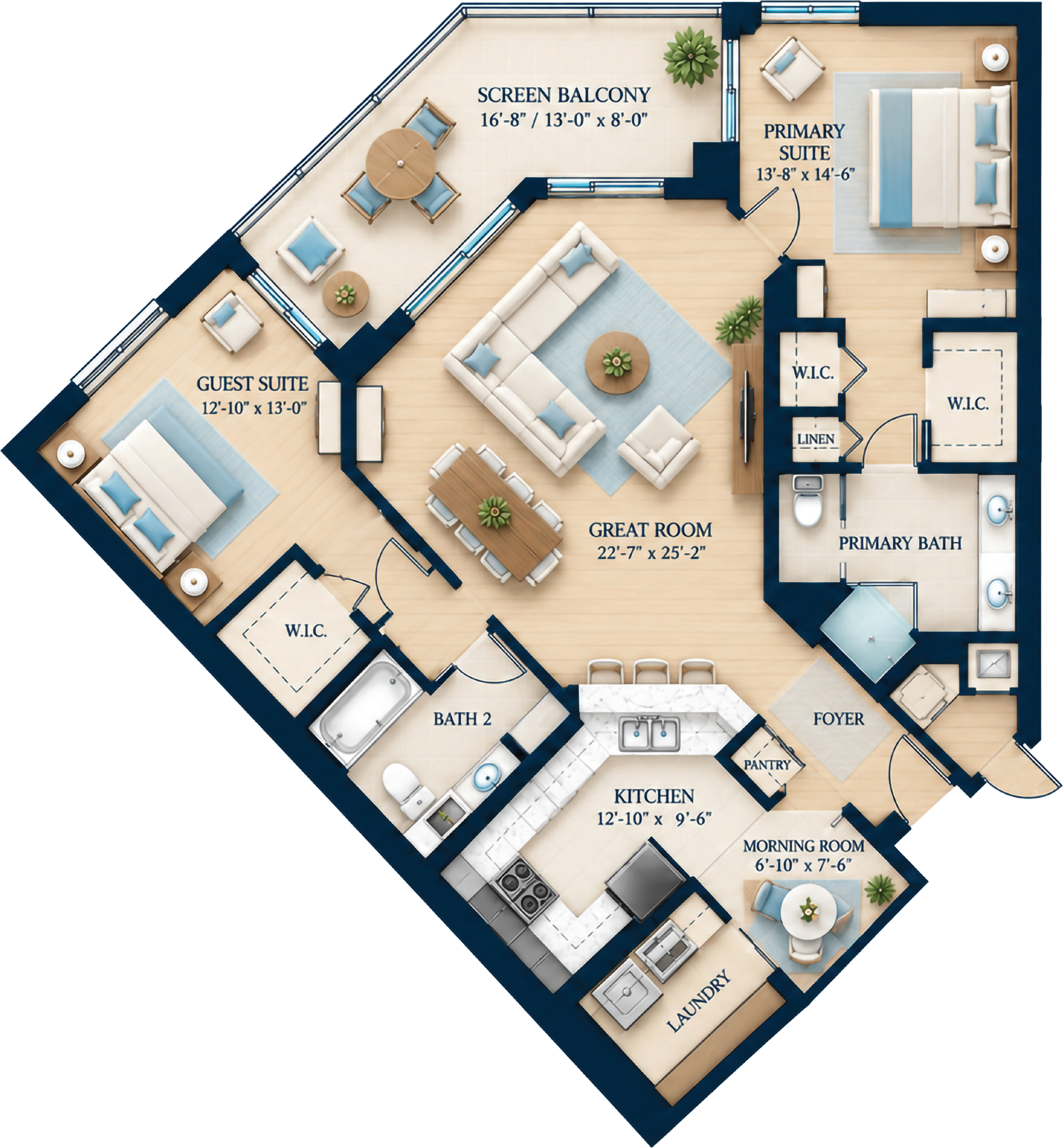 Residence 02/07 floor plan: 2 Bedroom, 2 Bath, 1752 sq ft total
