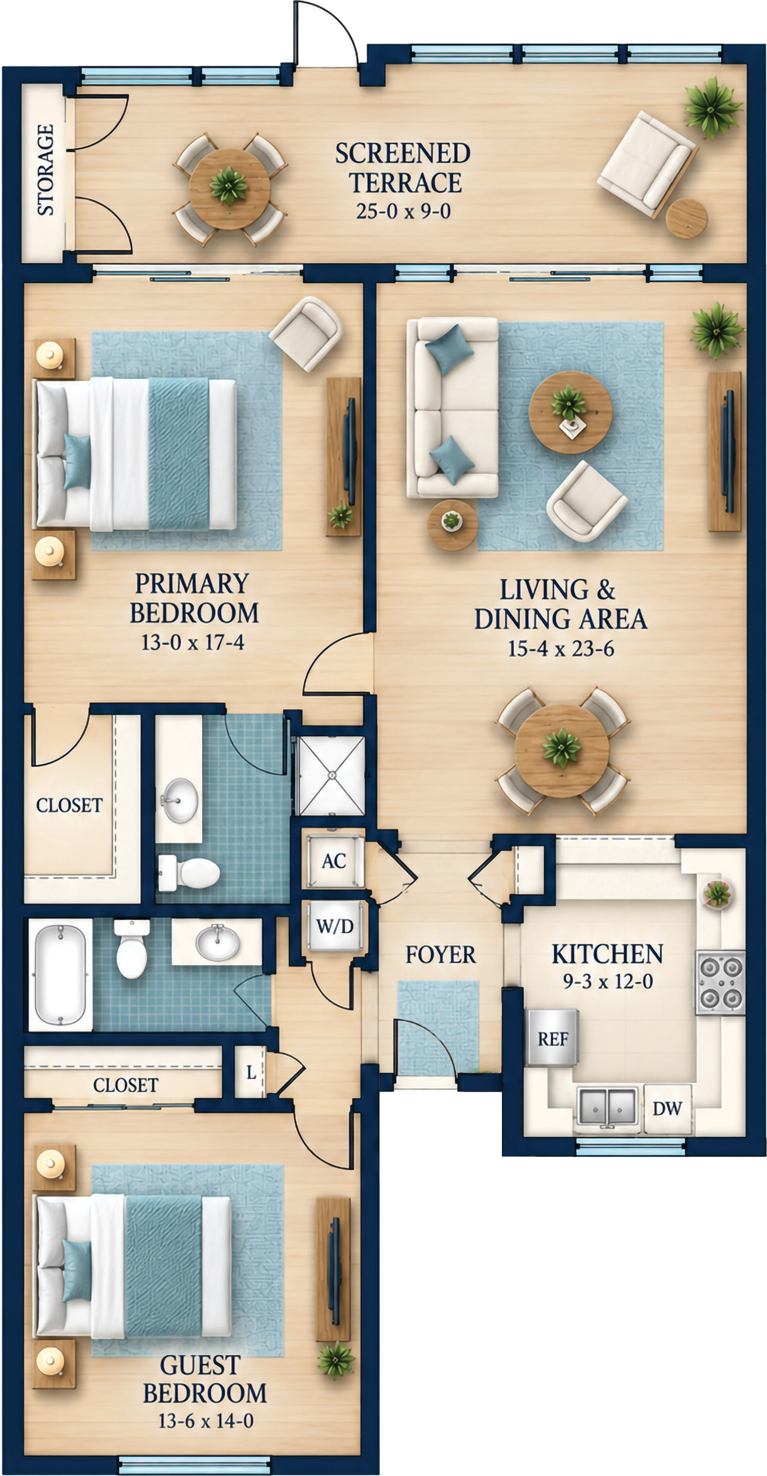 The Cypress floor plan: 2 Bedroom, 2 Bath, 1493 sq ft total