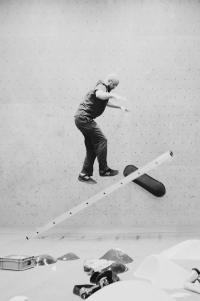 Jan Haiko fooling around with a ladder.