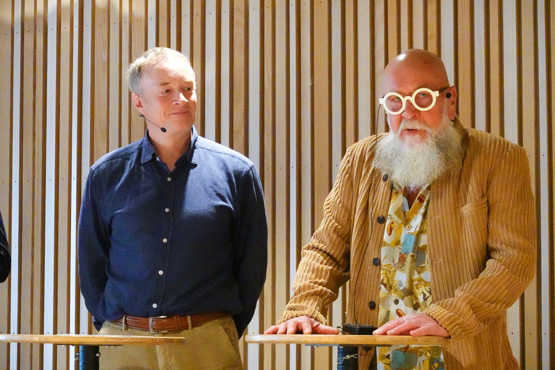 Bjørn Håvard Evjen i Norges Skogeierforbund og Olaf Brastad fra Bellona representerte de to arrangørene av frokostmøtet.