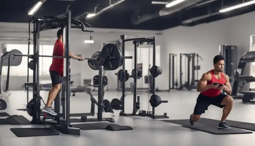 Man working out in a futuristic gym