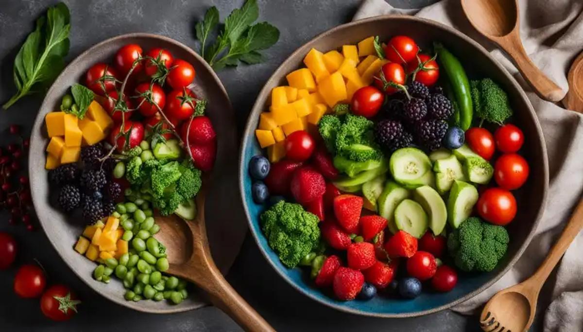 assortment of vegetables and fruits that are rich in magnesium