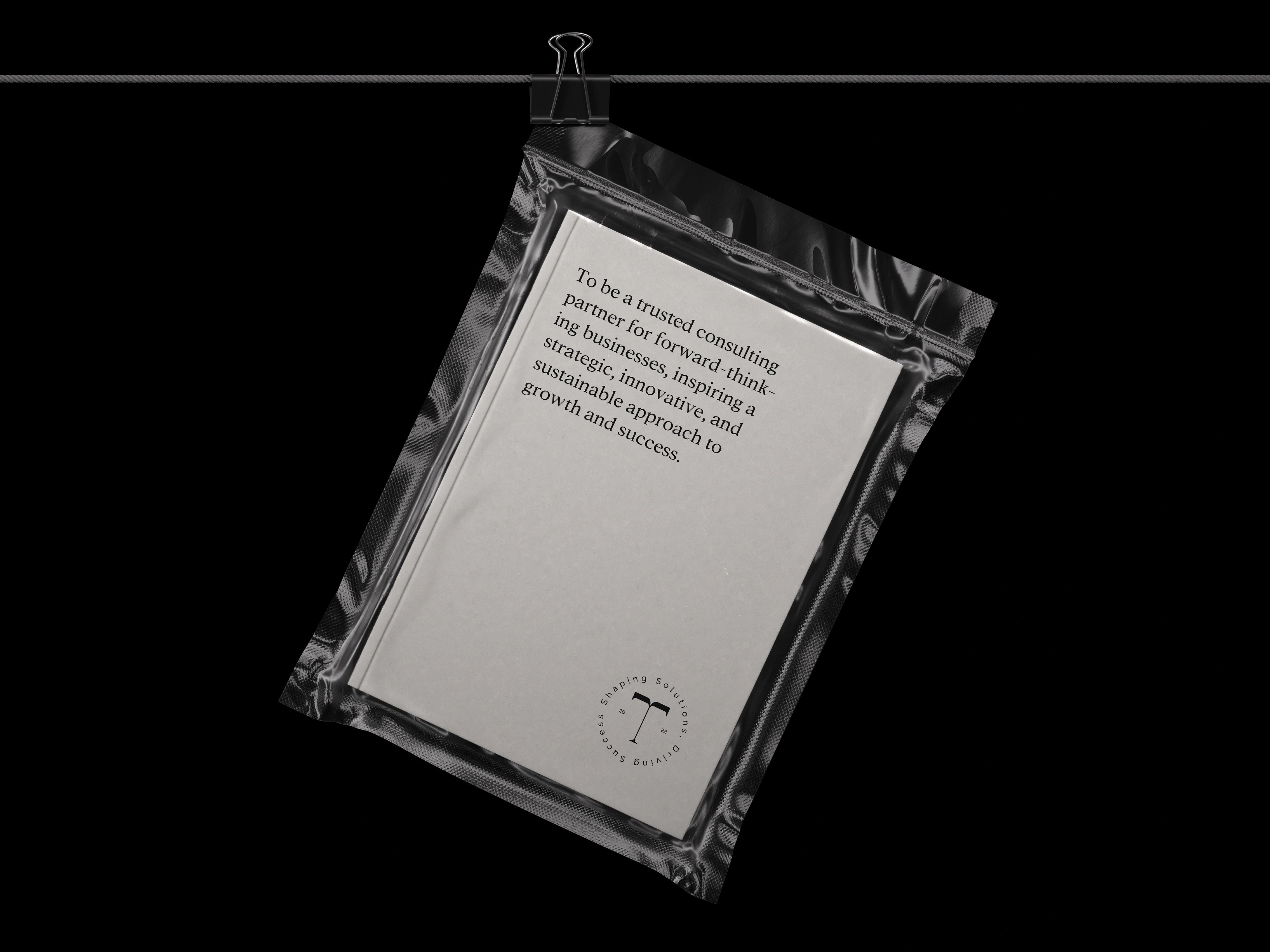 Taraf printed statement sealed in a vacuum pouch on black