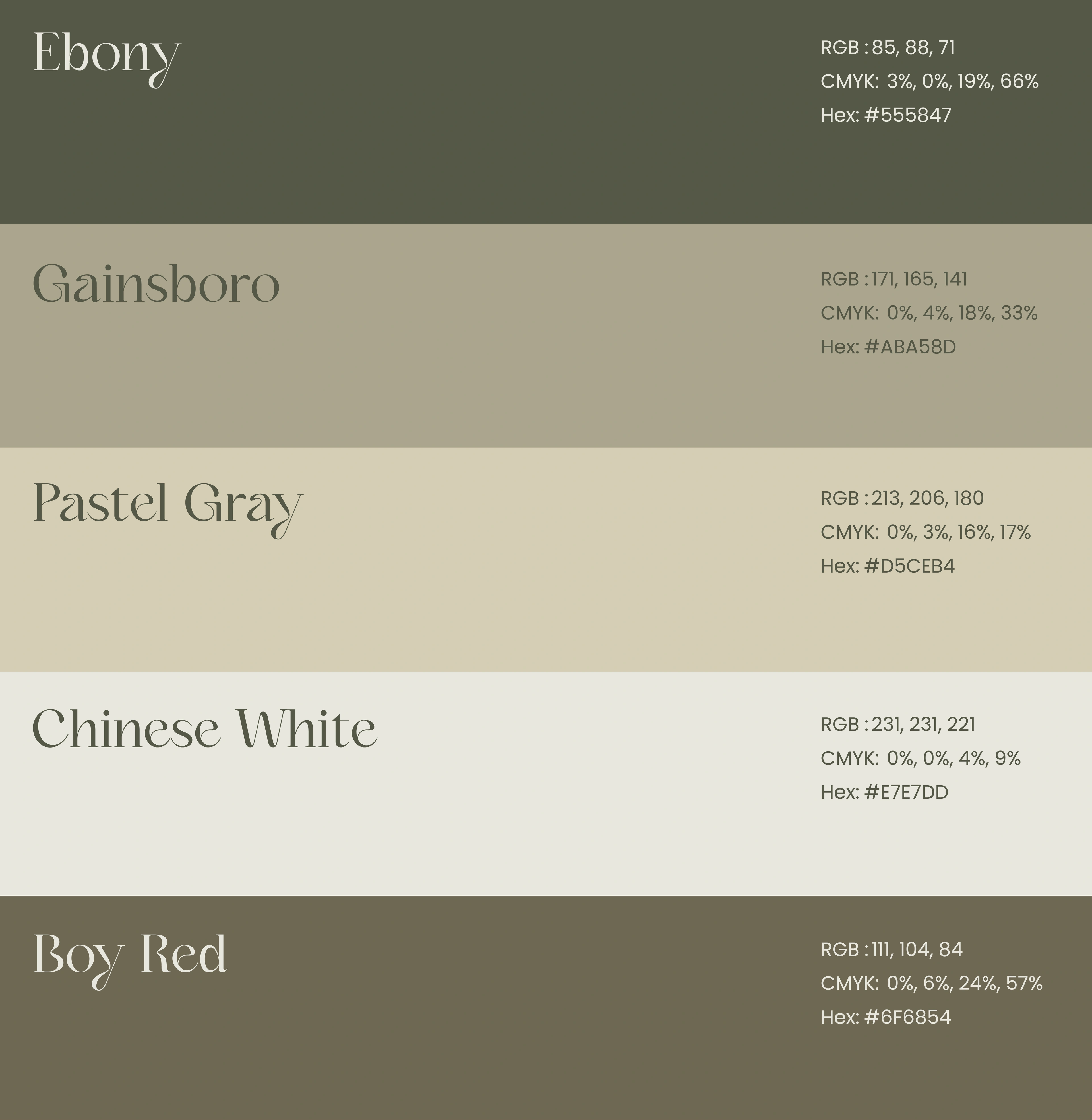 Solvio colour palette — Ebony, Gainsboro, Pastel Gray, Chinese White and Boy Red