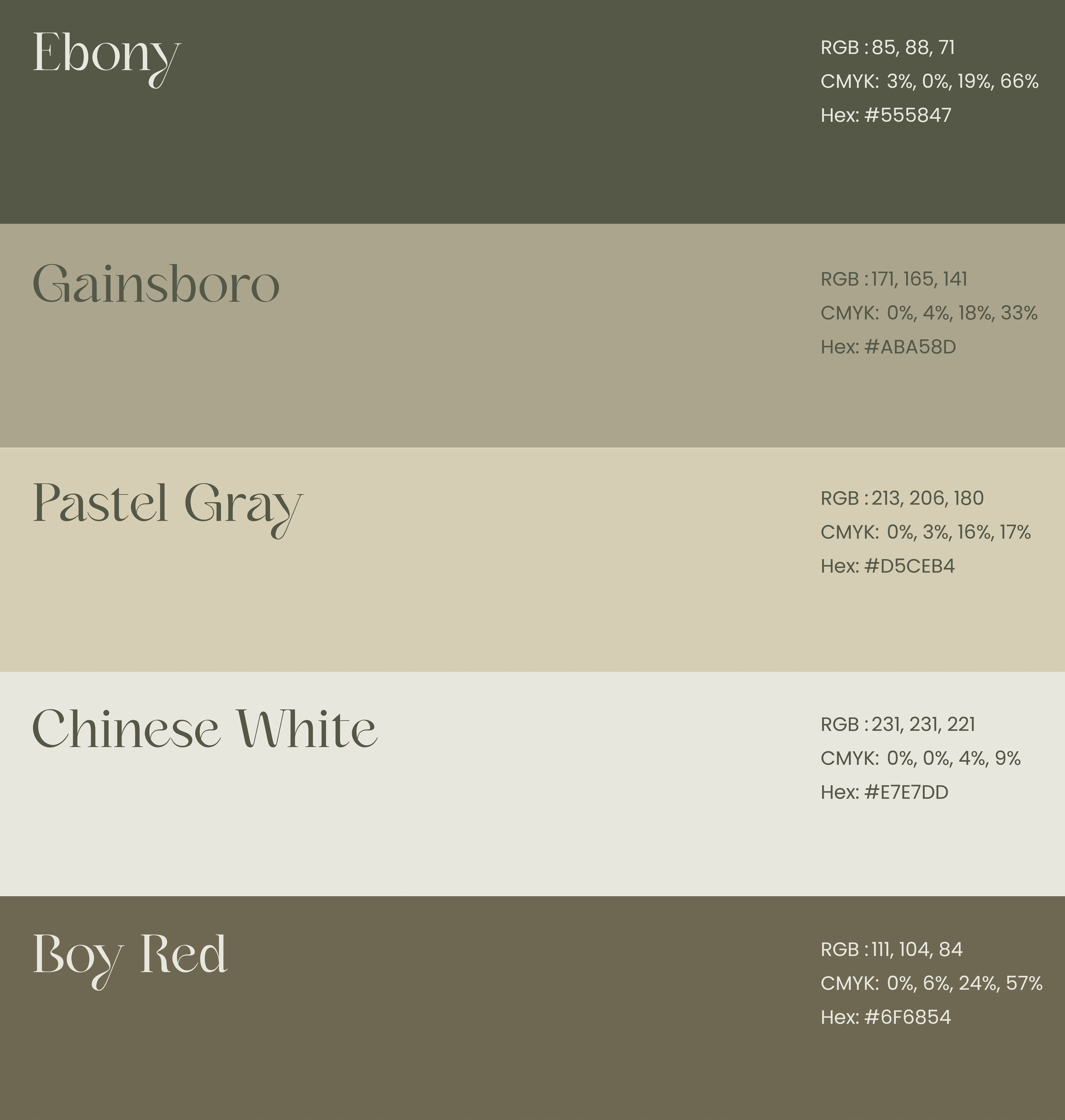 Solvio colour palette — Ebony, Gainsboro, Pastel Gray, Chinese White and Boy Red