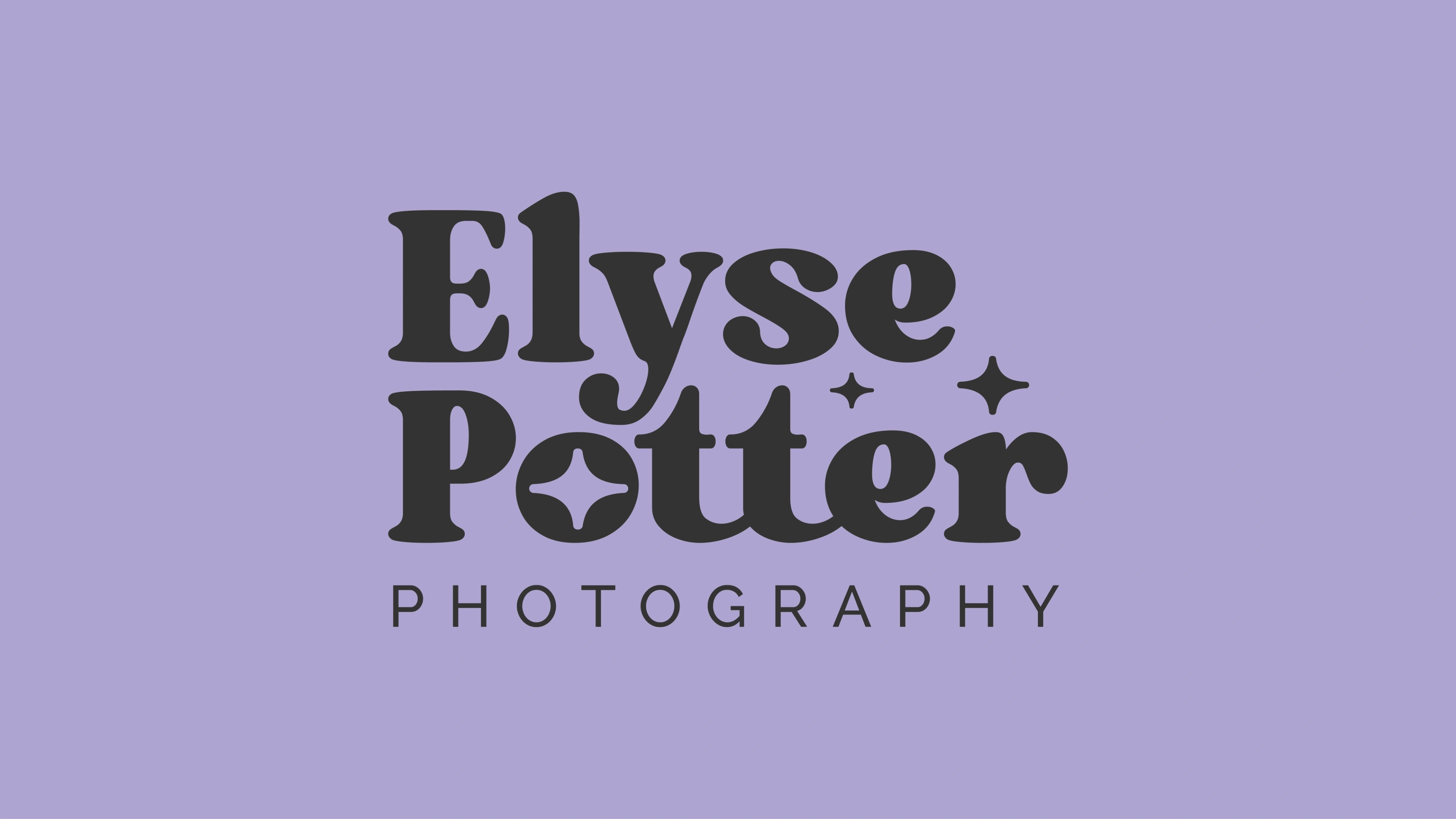 The Elyse Potter Photography wordmark in black on a soft violet ground