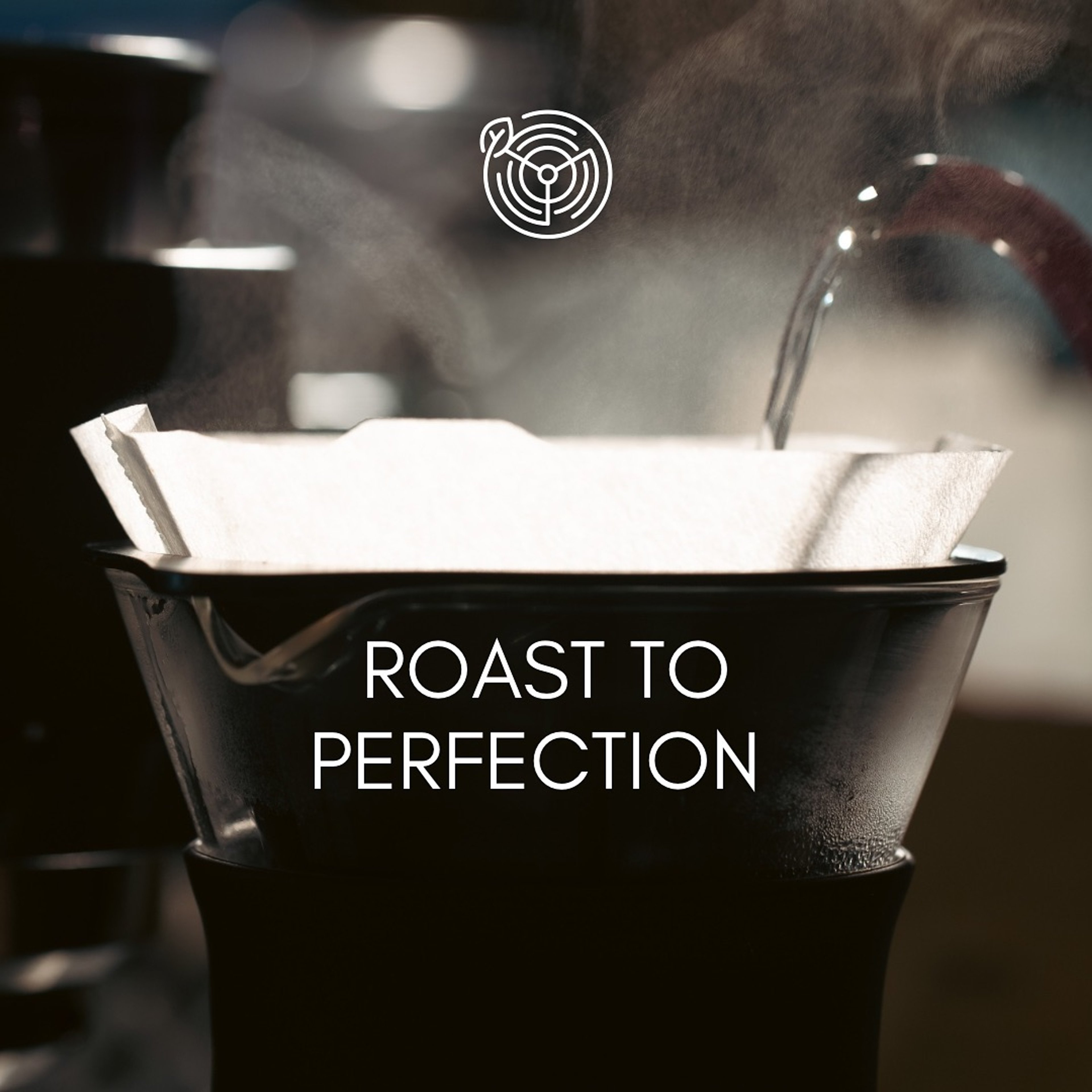 Berry Roasters' 'Roast to Perfection' still — a pour-over dripper lit low against black with the brand mark above