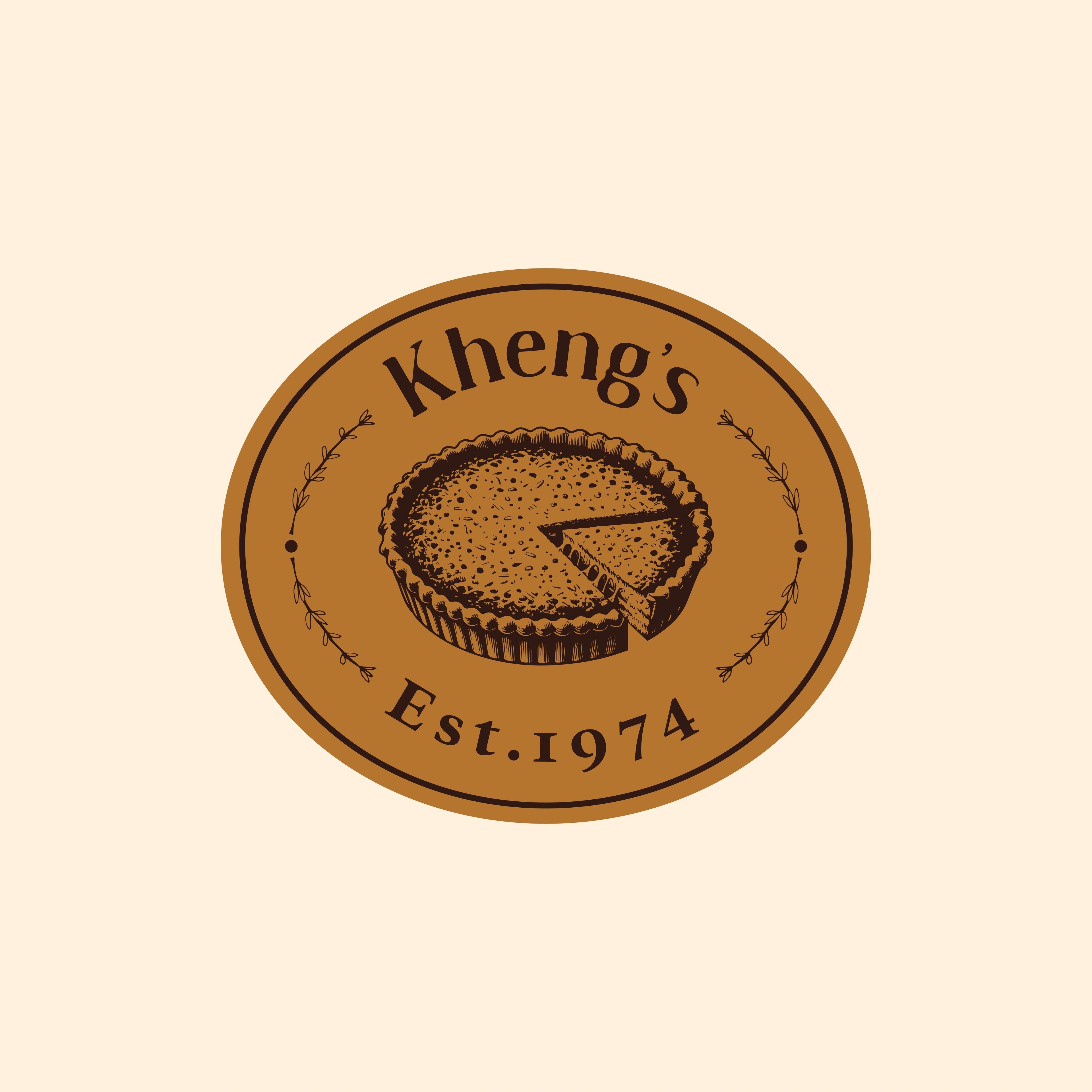 Kheng's circular est. 1974 badge logo with a hand-drawn quiche illustration