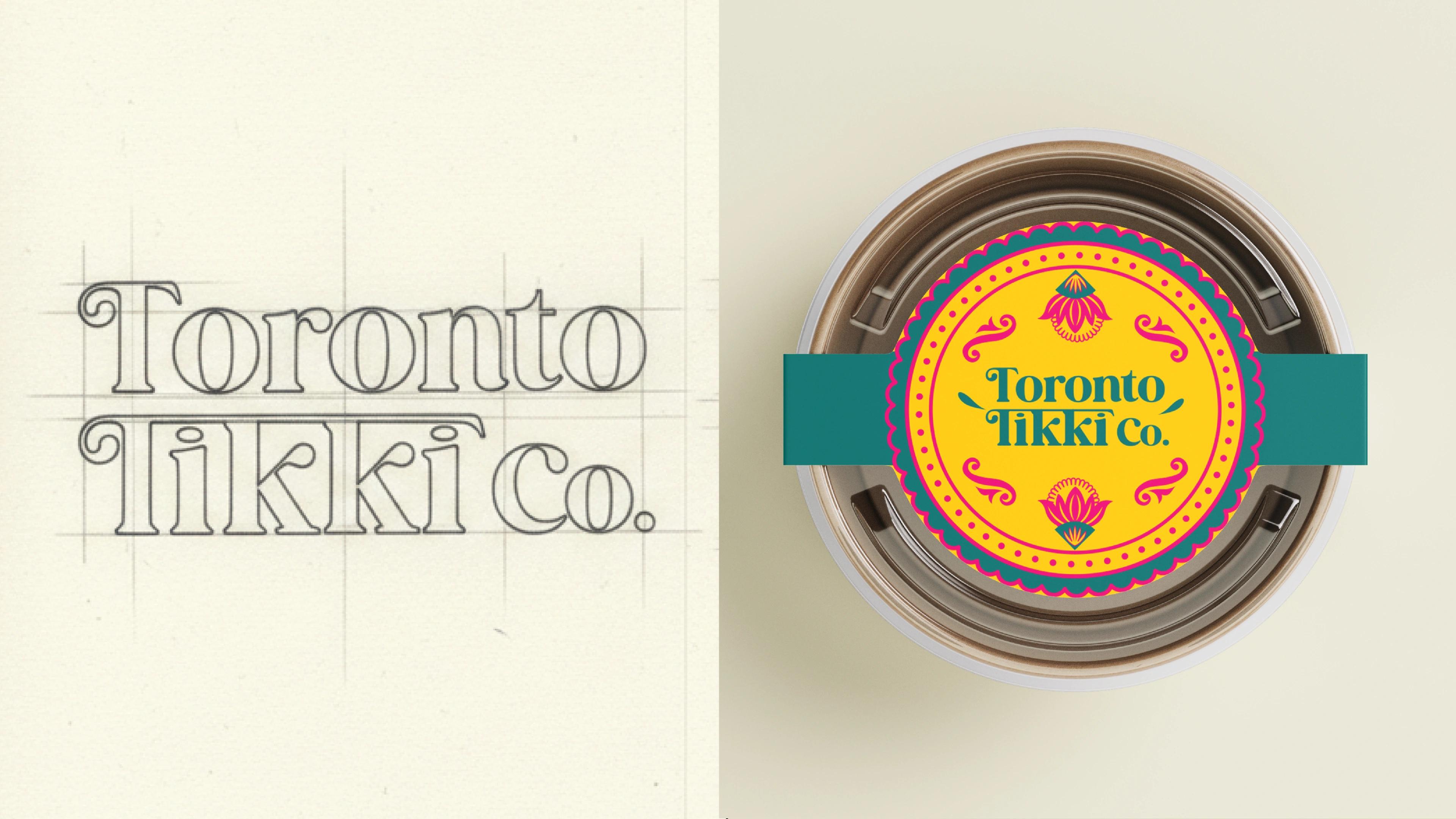 The Toronto Tikki Co. wordmark embossed on cream packaging beside a tin sealed with a teal belly band