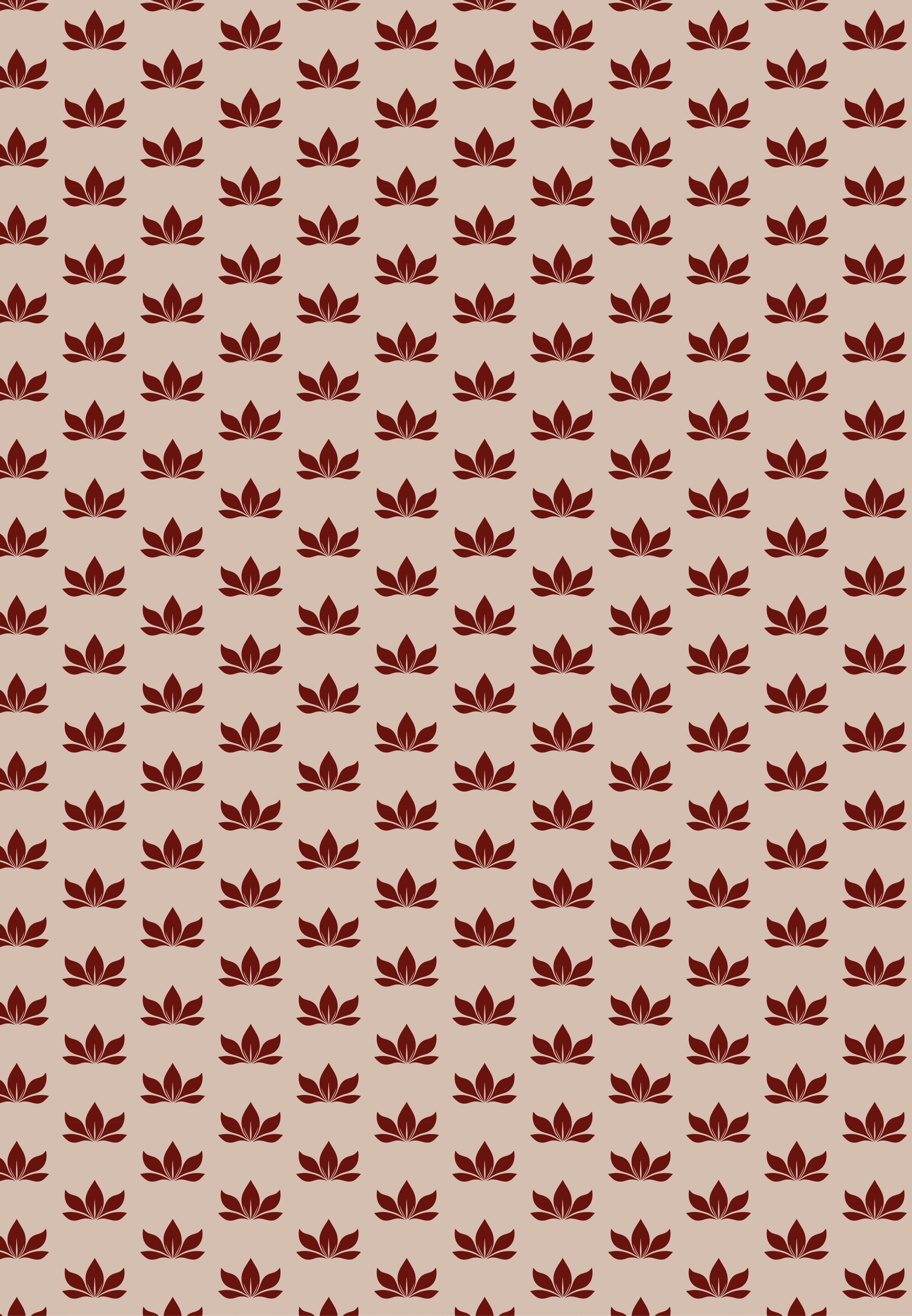 Mei lotus motif repeated in maroon on cream