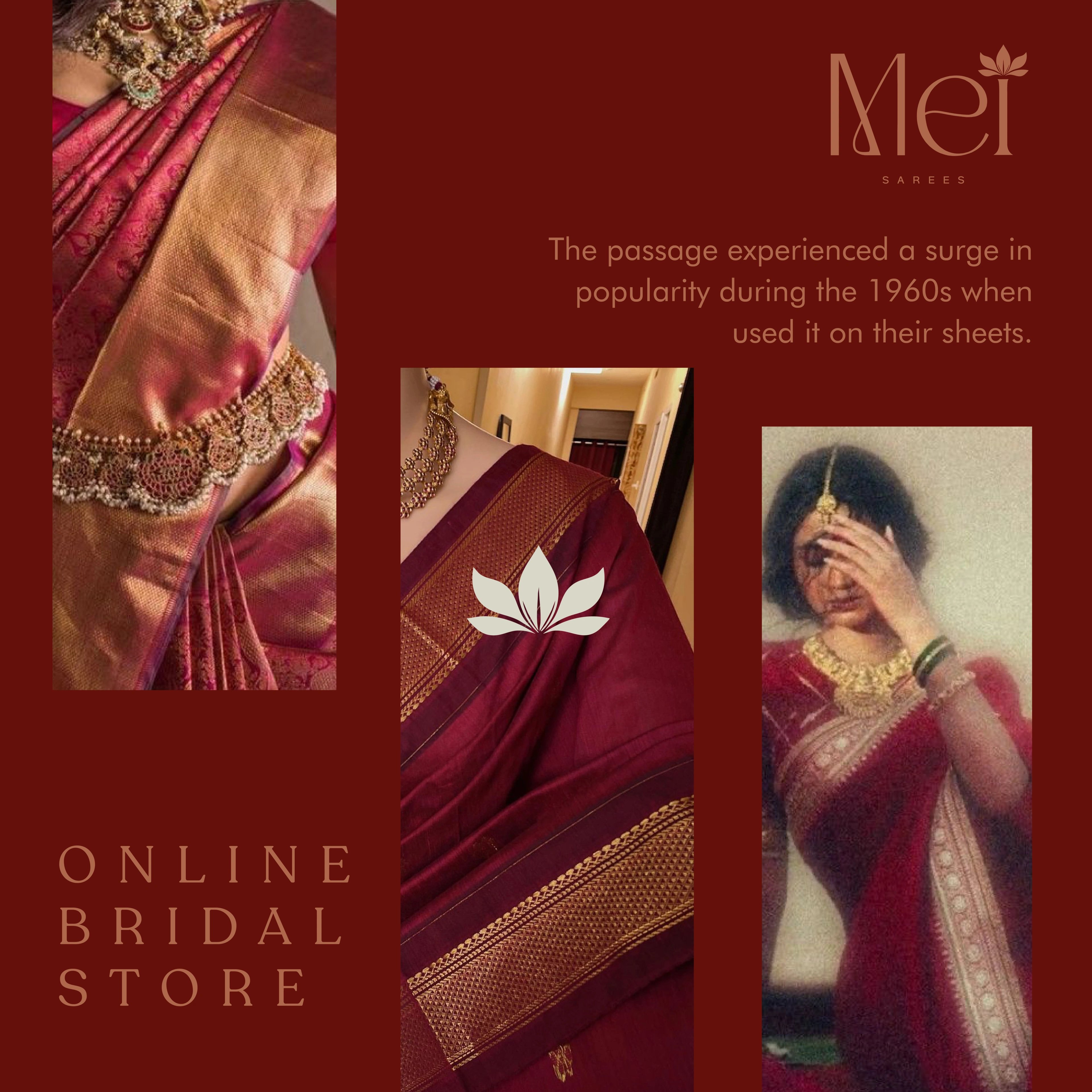 Mei online bridal store social post with a saree model