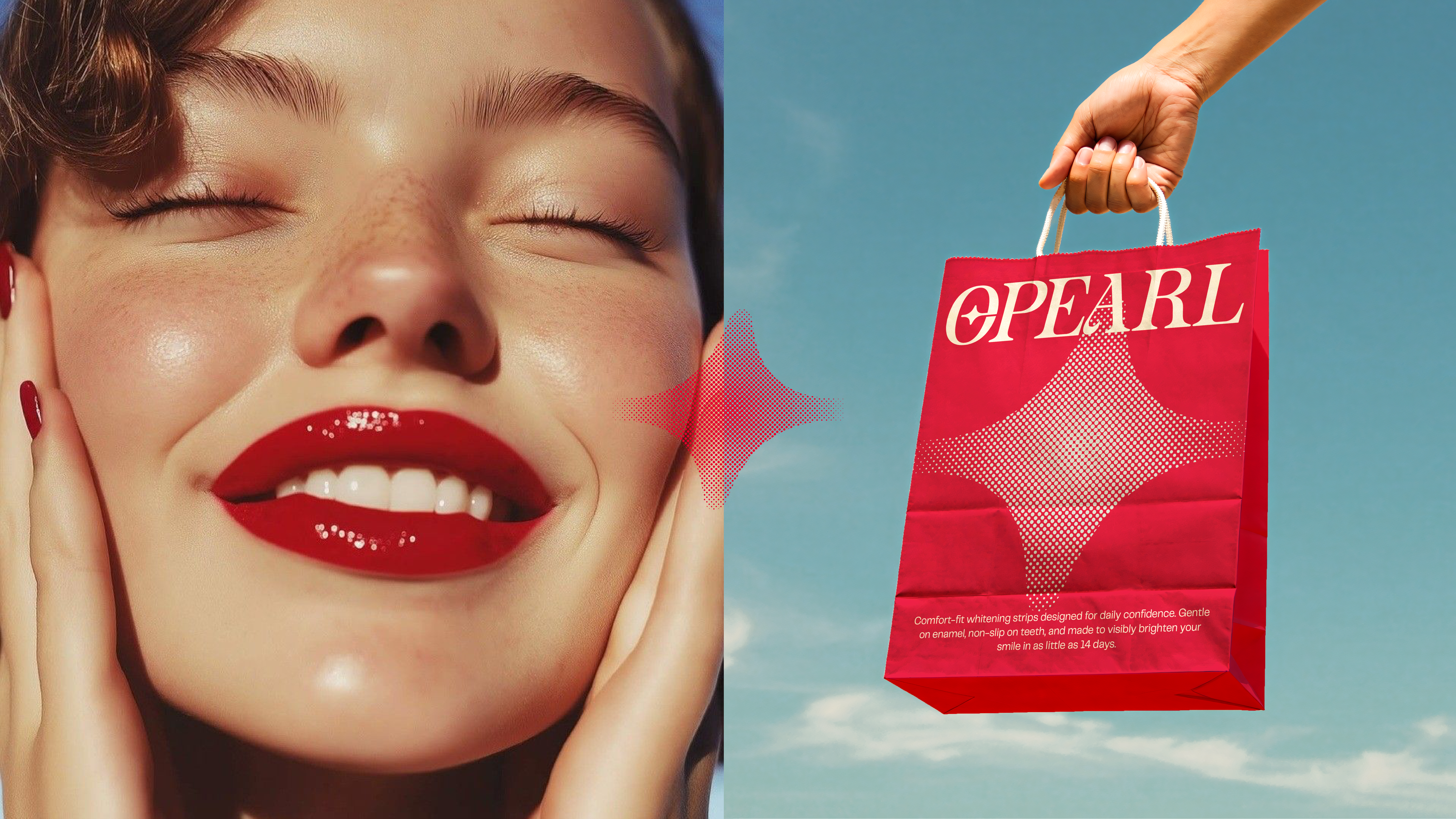 Opearl Teeth Whitening Retro Branding Model and Mockup of Logo