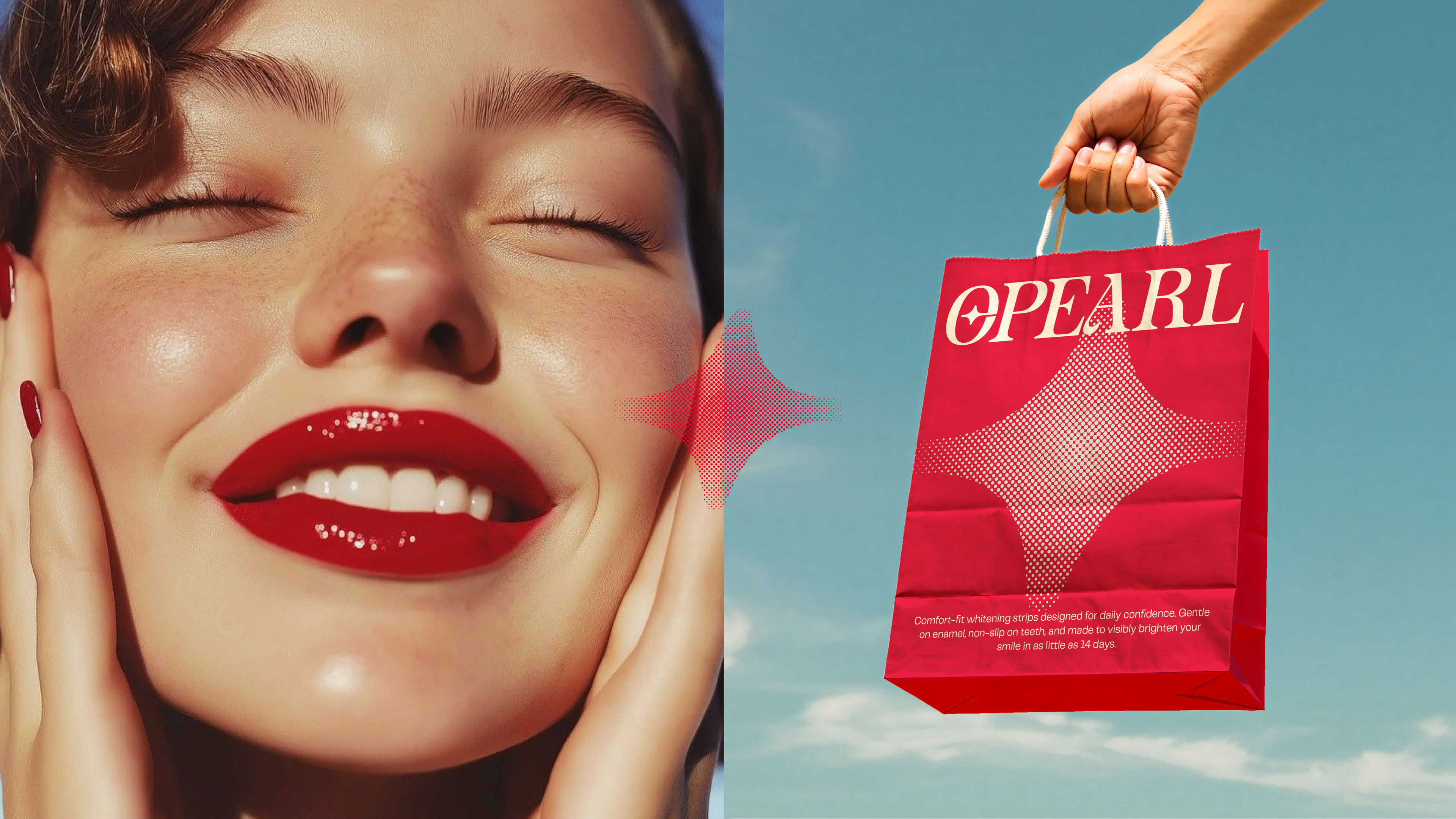 Opearl Teeth Whitening Retro Branding Model and Mockup of Logo