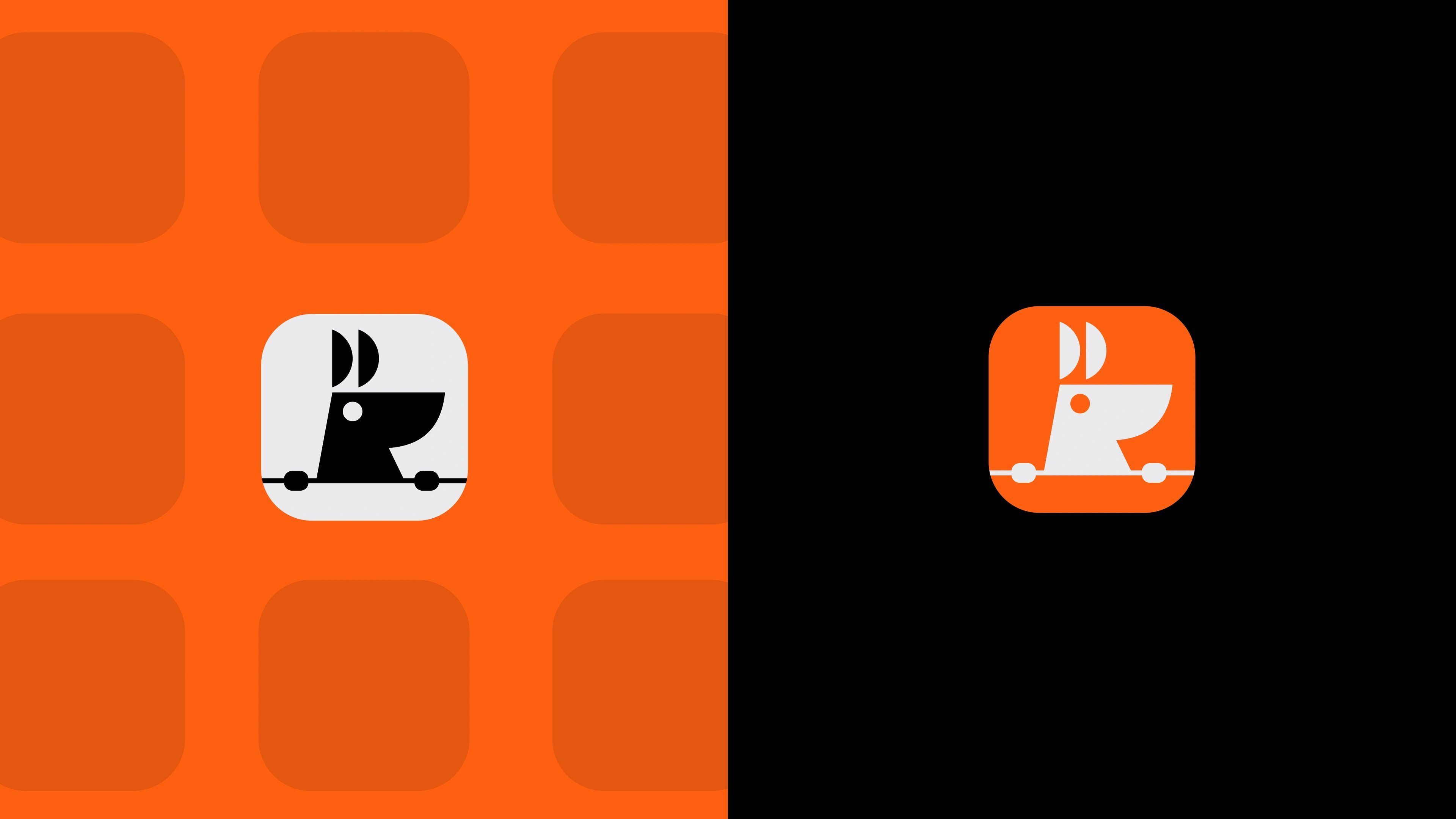 RooView app icons arranged on an orange rounded-tile grid and on a black field