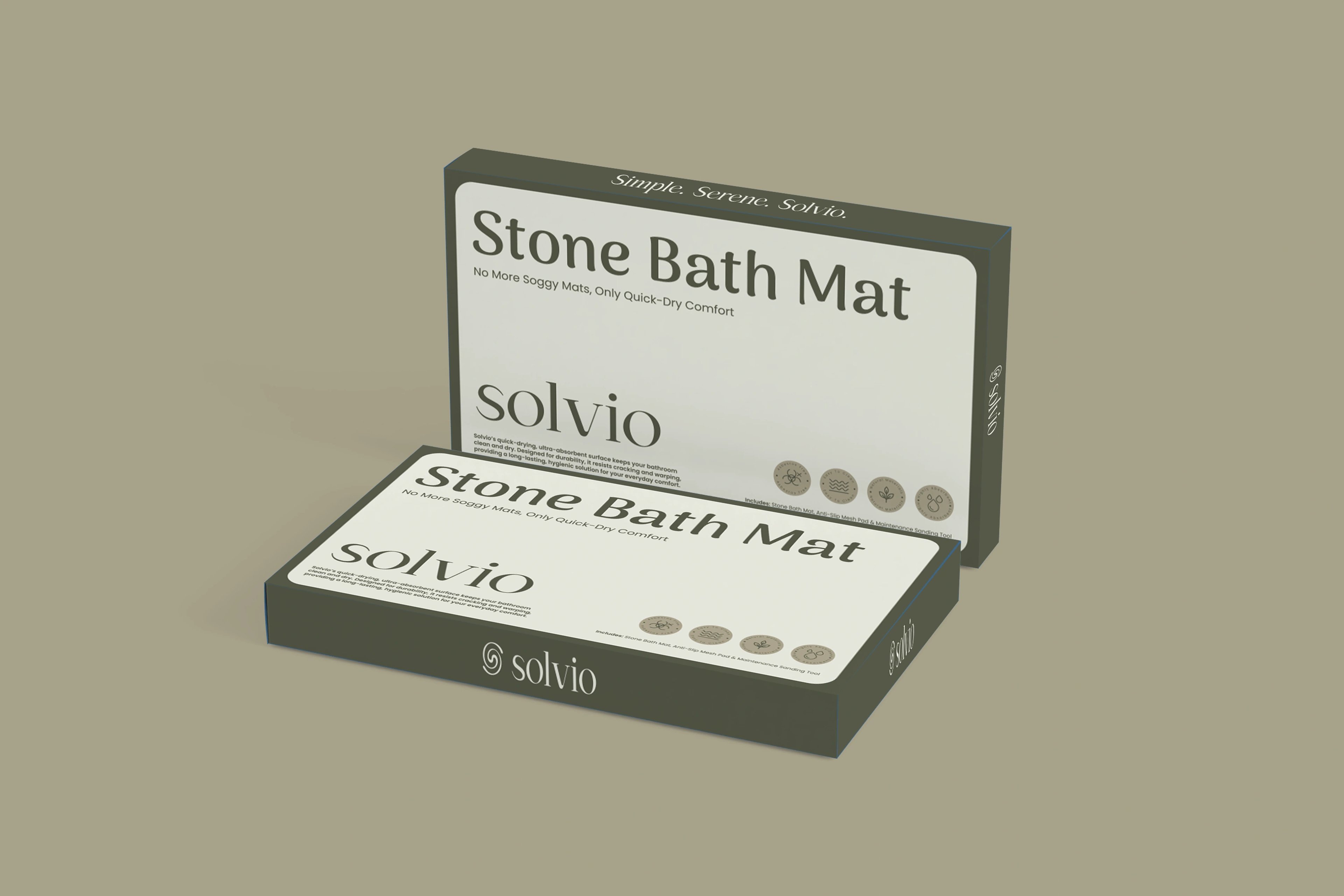 Two Solvio Stone Bath Mat boxes stacked, front and back
