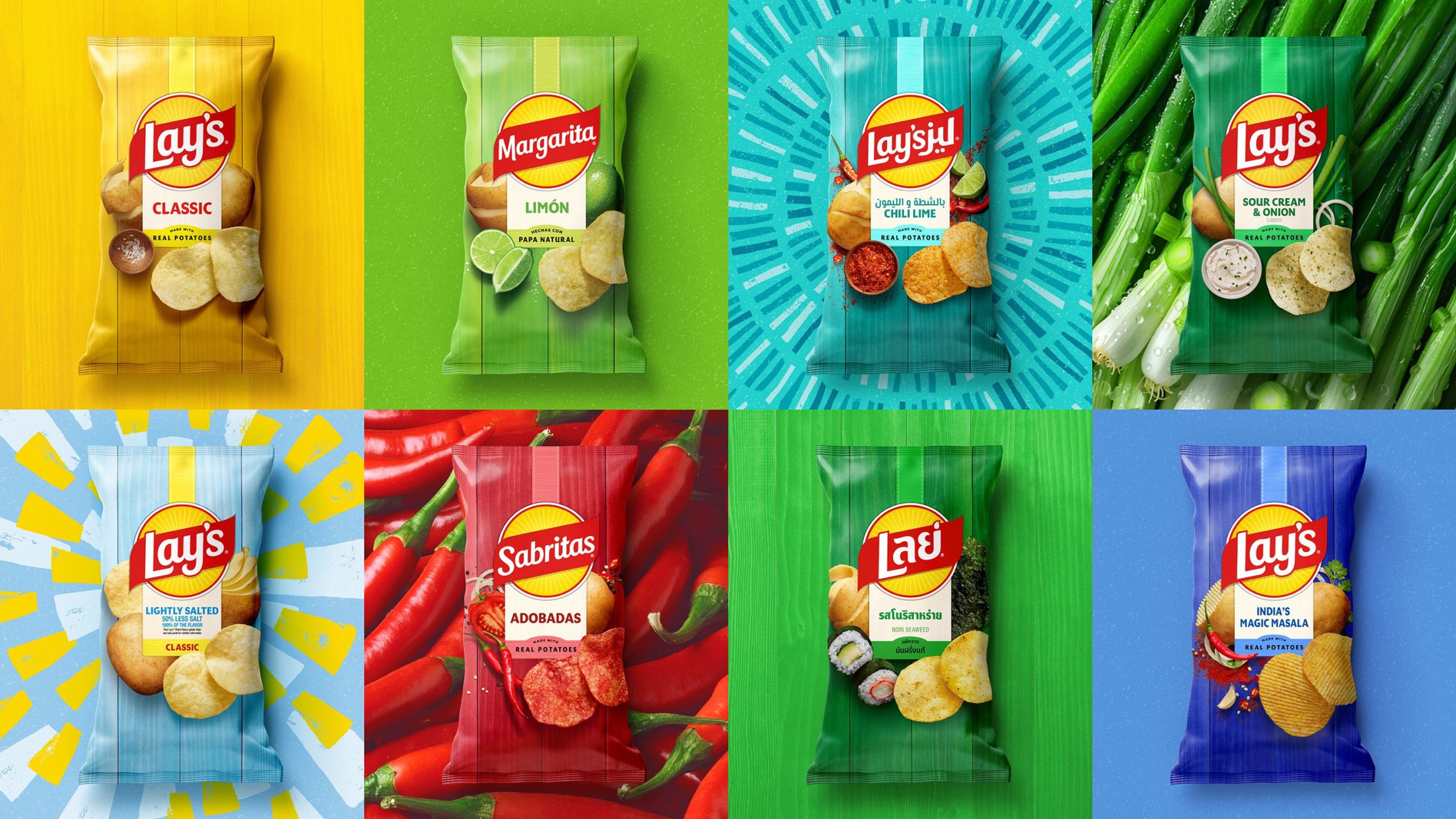 The 2025 Lay's pack system across global flavours and markets