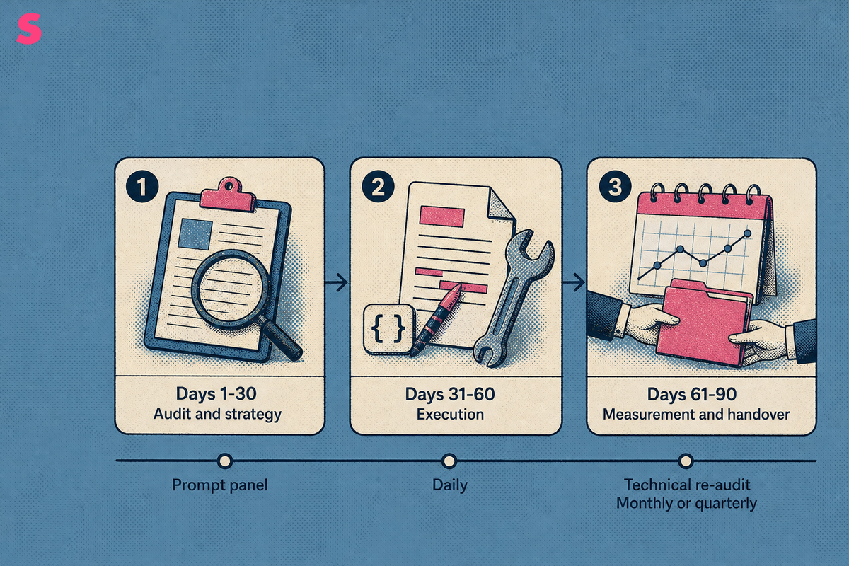 What should a 30-, 60- and 90-day Perplexity engagement produce?