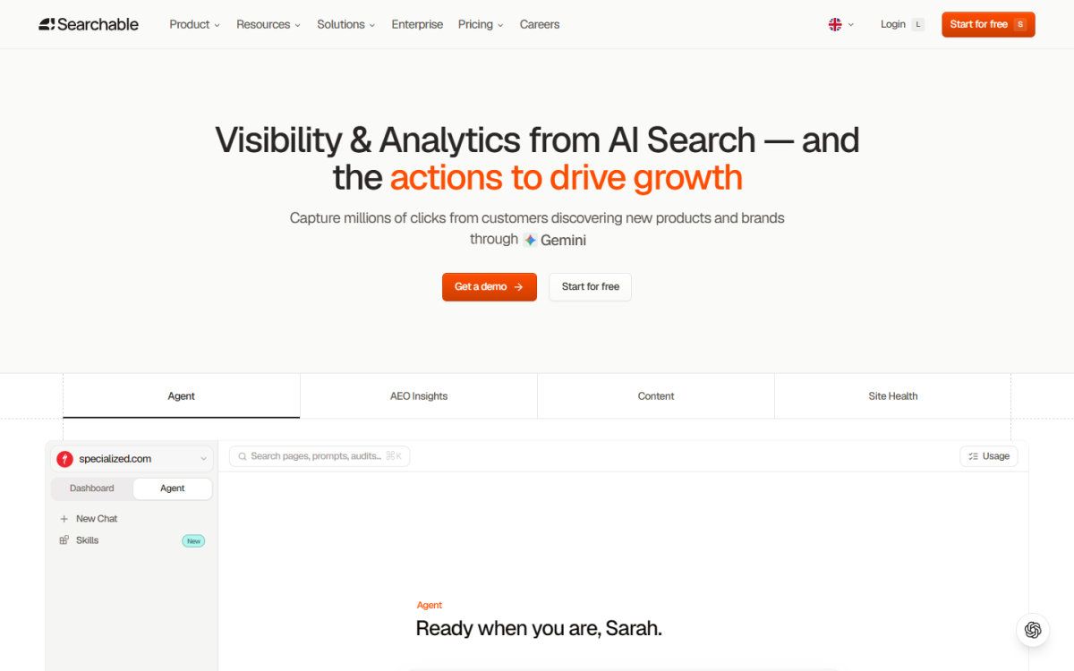 Searchable homepage