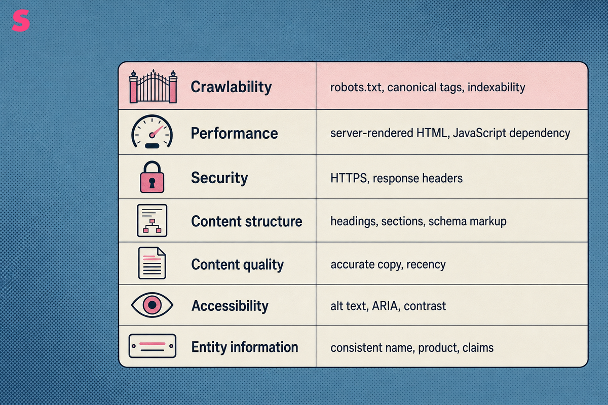 Which technical SEO foundations still decide whether an AI engine can cite a page?