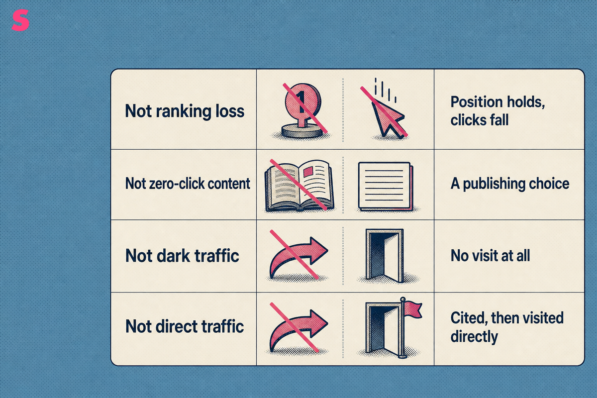 What is a zero-click search not, and what gets confused with it?
