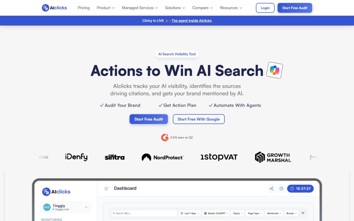 AIclicks homepage