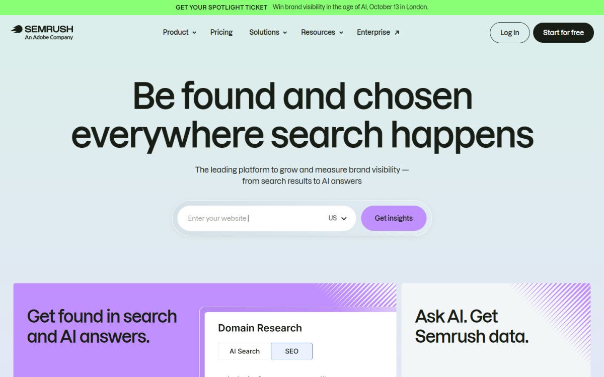 Semrush homepage