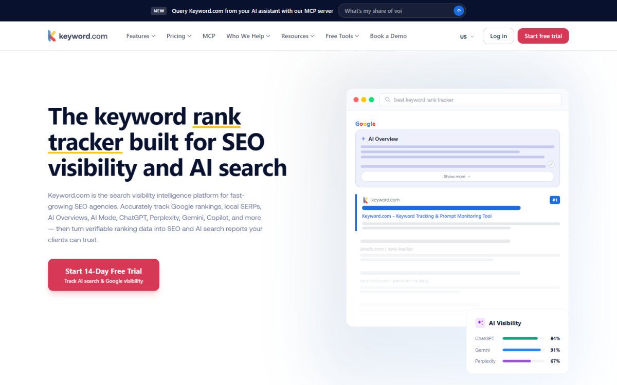 Keyword.com homepage