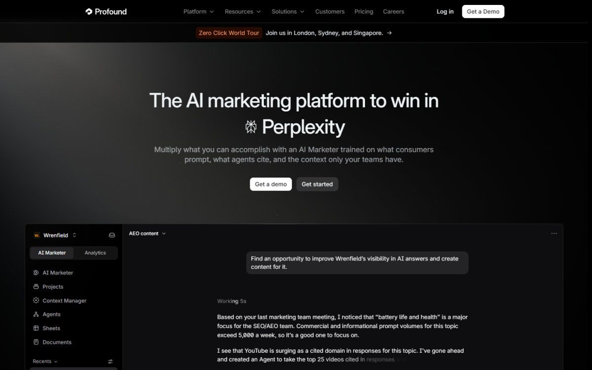 Profound homepage