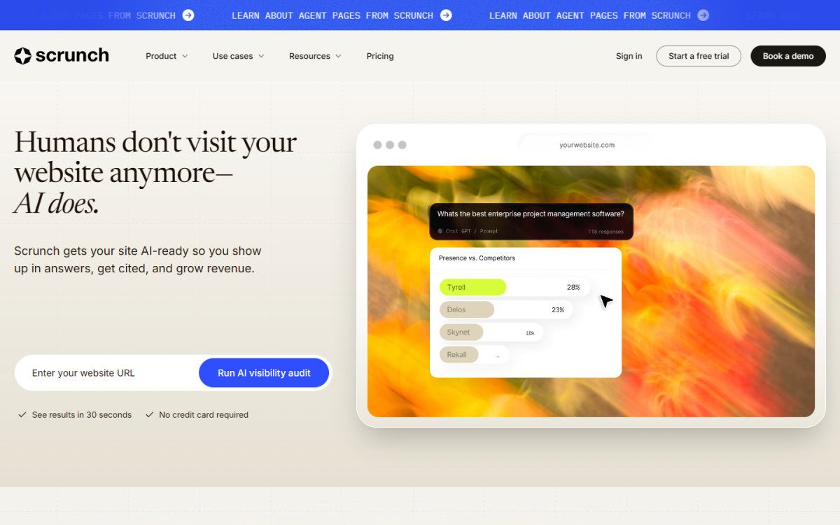 Scrunch AI homepage