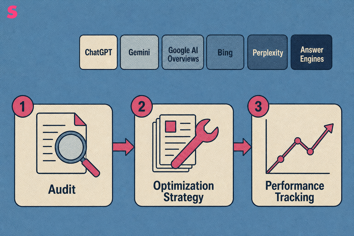 What do enterprise AI search optimization services include beyond traditional SEO?